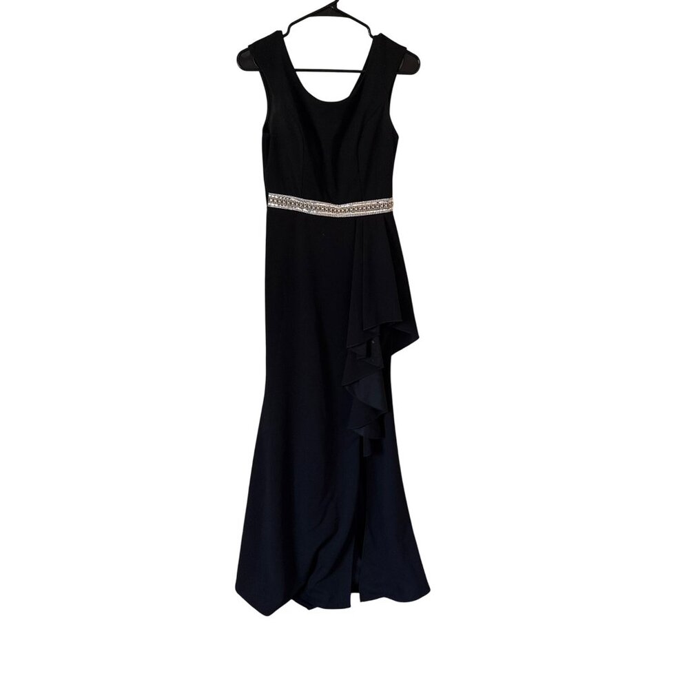LA Scala Women's Black Size S‎ Long Evening Dress Wedding Occasion Glam Ruffle